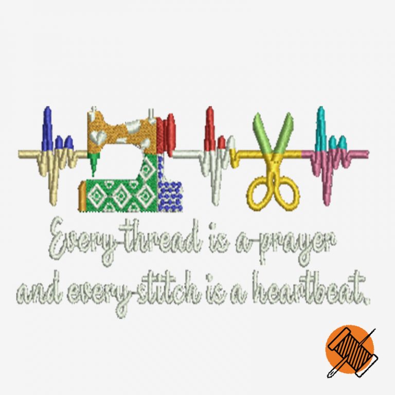 Heartbeat Sewing Machine Digital Embroidery Design The Hem Stitching