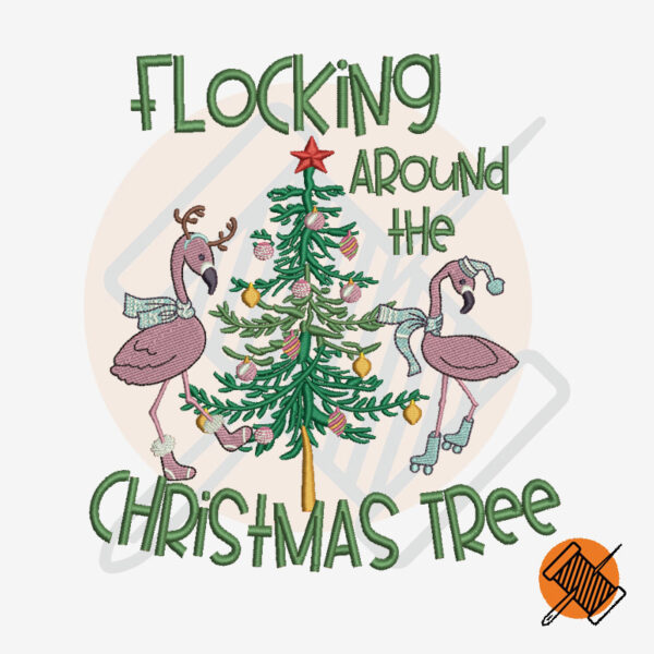 Flocking Christmas Tree Digital Embroidery Design